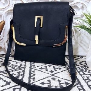 NWT Crossbody Black Bag with Gold Hardware